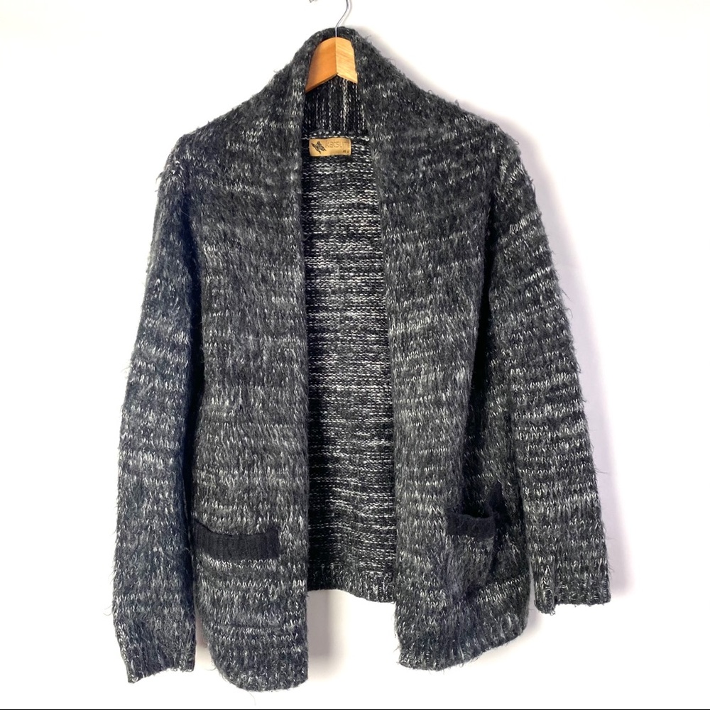 Katsumi Gray and Black Soft Open Cardigan
